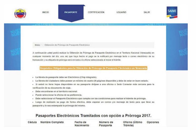 solicitar prorroga pasaporte venezuela