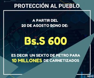 bono reconversion monetaria carnet patria agosto 2018