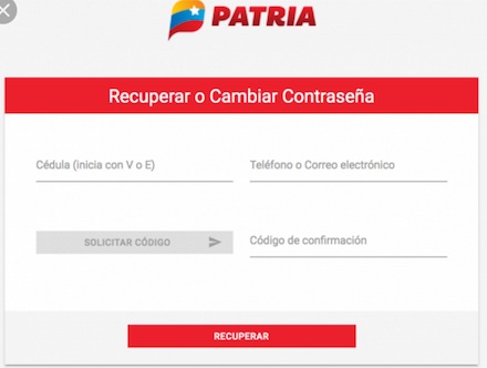 cambiar la contraseña en sistema patria